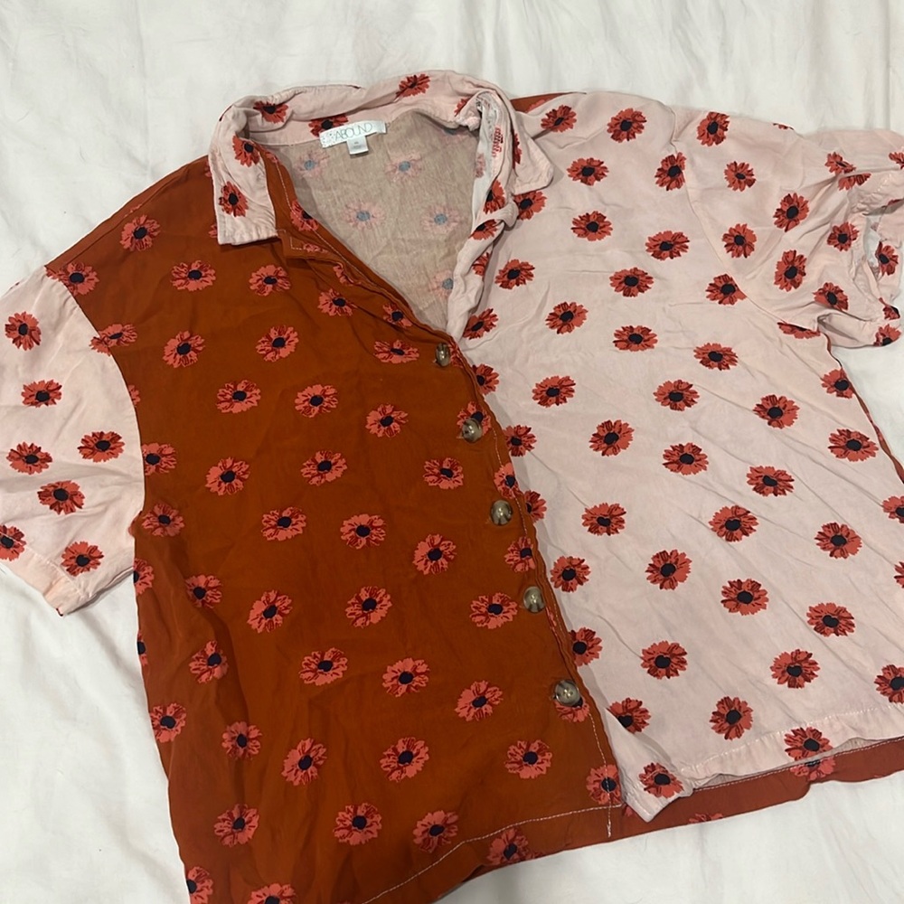 Floral cropped button up